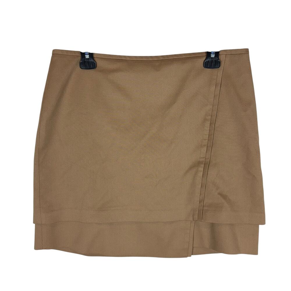 White House Black Market Pencil Skirt Womens 10 Tan Stretch Side Zip‎ Asymmetric